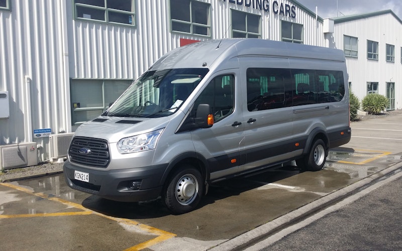 One of our Ford Transits with different seat configurations from 12 to 16 seats.