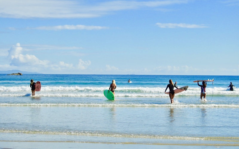 Ladies Learning to Surf In Mount Maunganui.