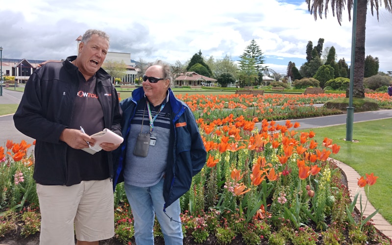 Roger at Rotorua Gardens with happy customer